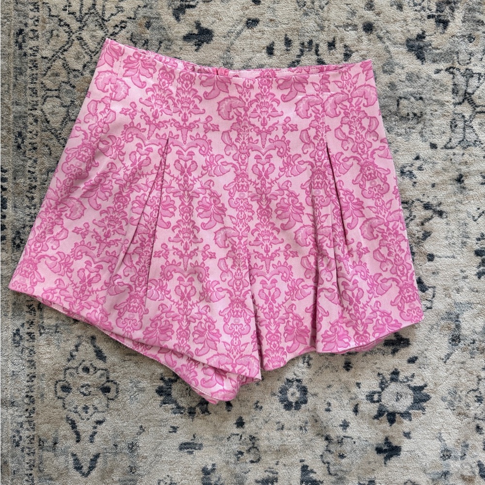 Moodie Pink Floral High Waist Shorts